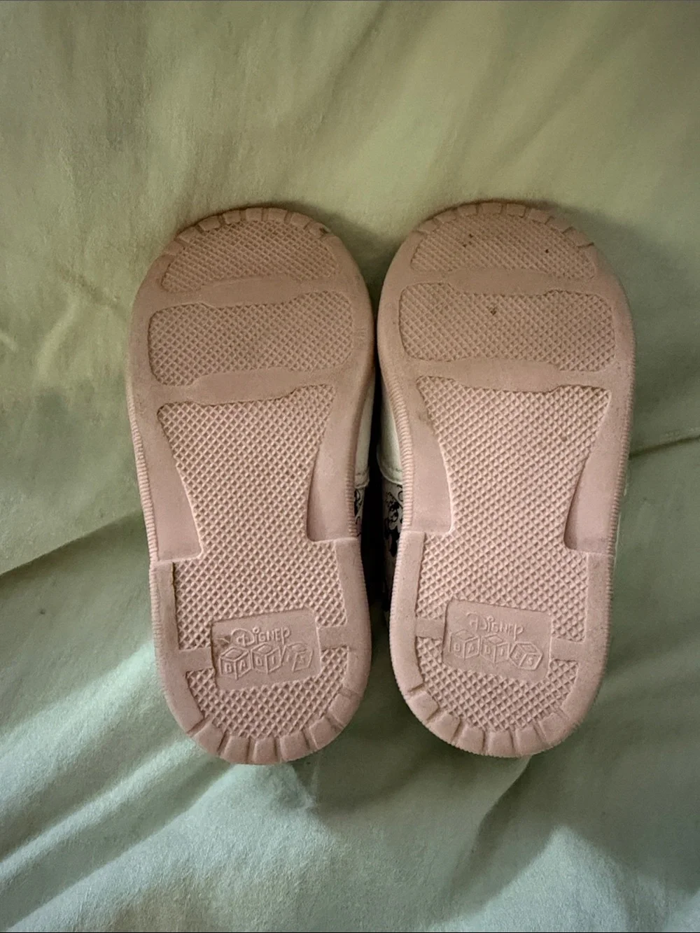 Vintage Disney Baby White and Pink Minnie Mouse Lace-Up Shoes